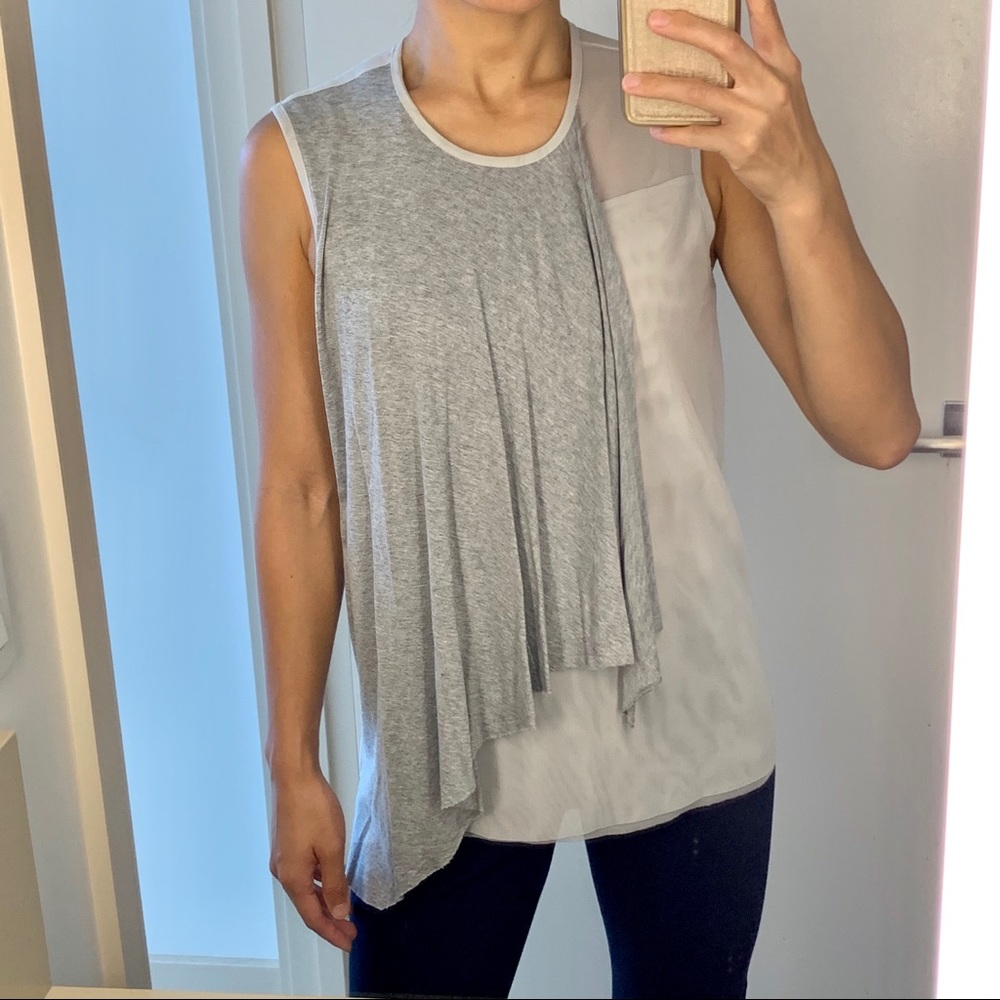 Topshop Gray Mesh Asymmetrical Tank Sz 4